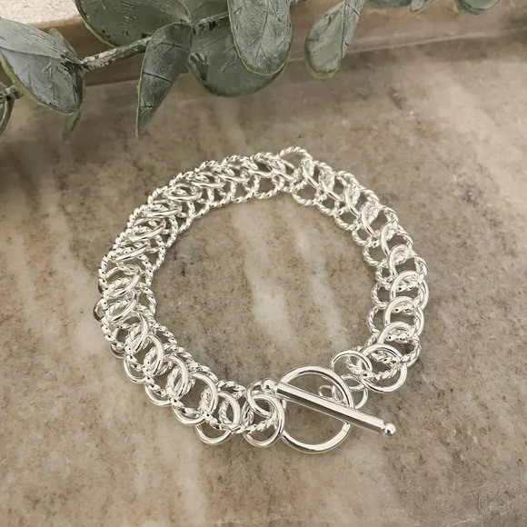 925 Sterling Silver Chunky Chain Link Bracelet Silver Large Link Bracelet - Picture 2 of 6